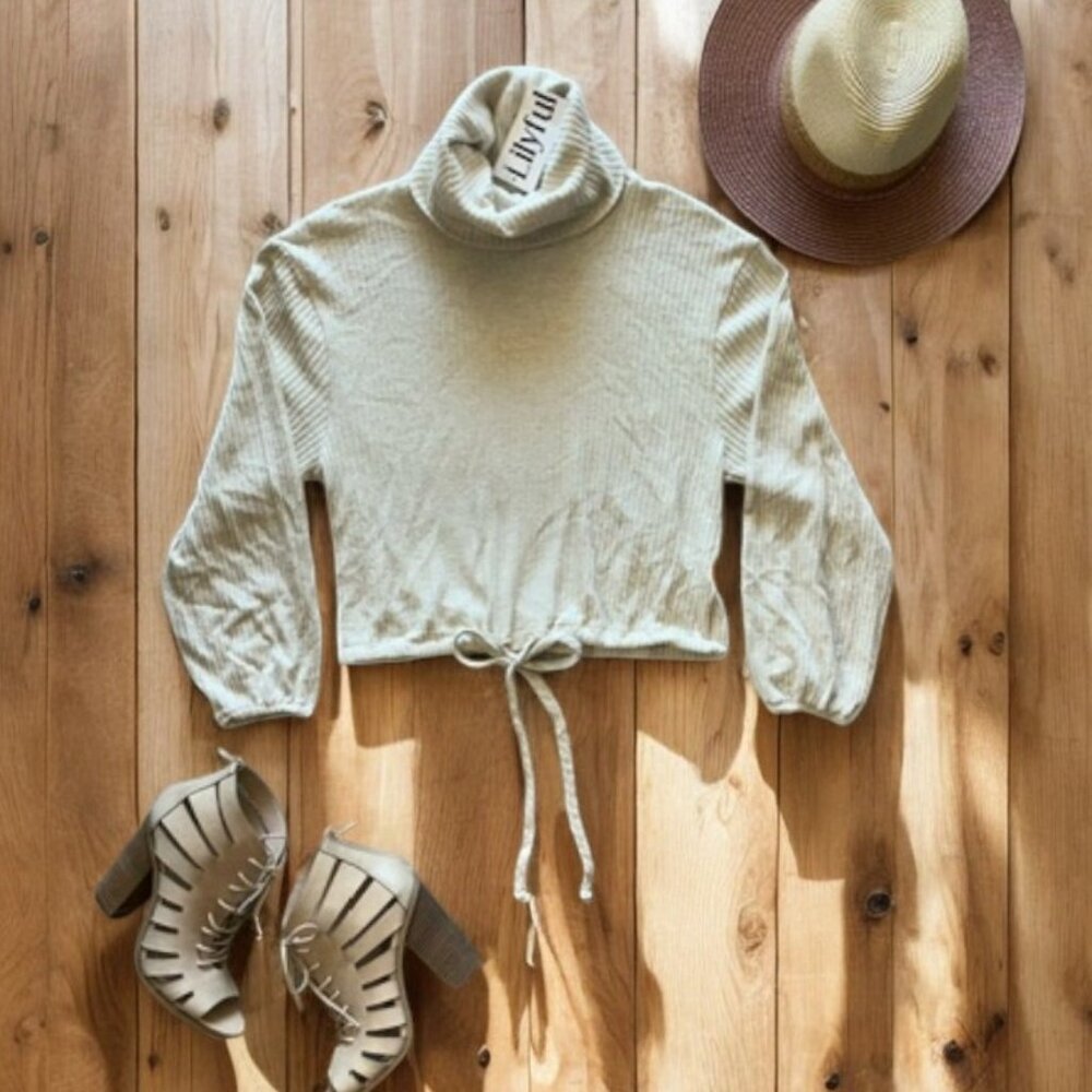 Lilyful Cropped Turtleneck Long sleeve Top NWT Size M - Picture 8 of 8